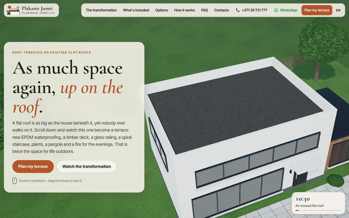 plakanie-jumti.lv: a flat roof turning into a terrace